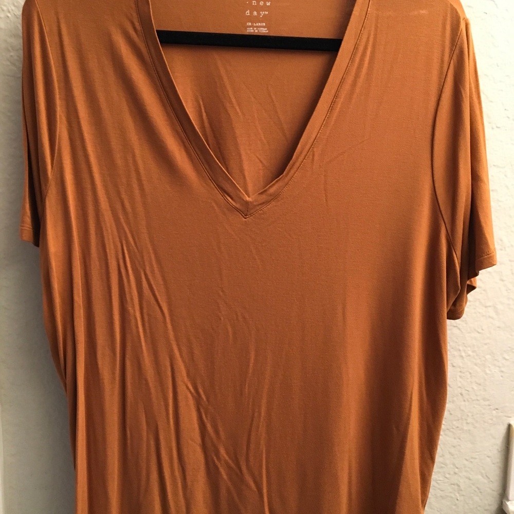 a new day Women's V-Neck Short Sleeve Top - Rust Orange